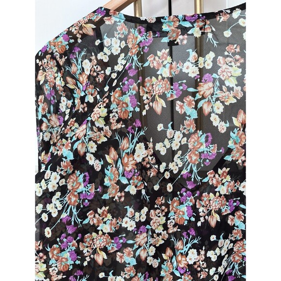 For Love & Lemons Day Tripper Dress Tunic Floral Blouse Black Hippy Boho Sz XS - Picture 7 of 7